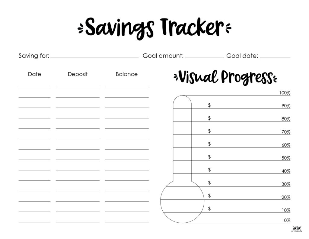 savings trackers - 34 free printables | printabulls